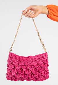 Straw Scalloped Cross Body Bag