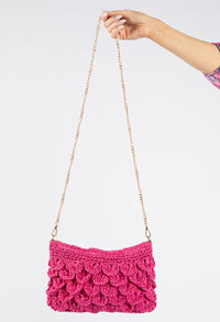 Straw Scalloped Cross Body Bag