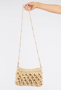 Straw Scalloped Cross Body Bag