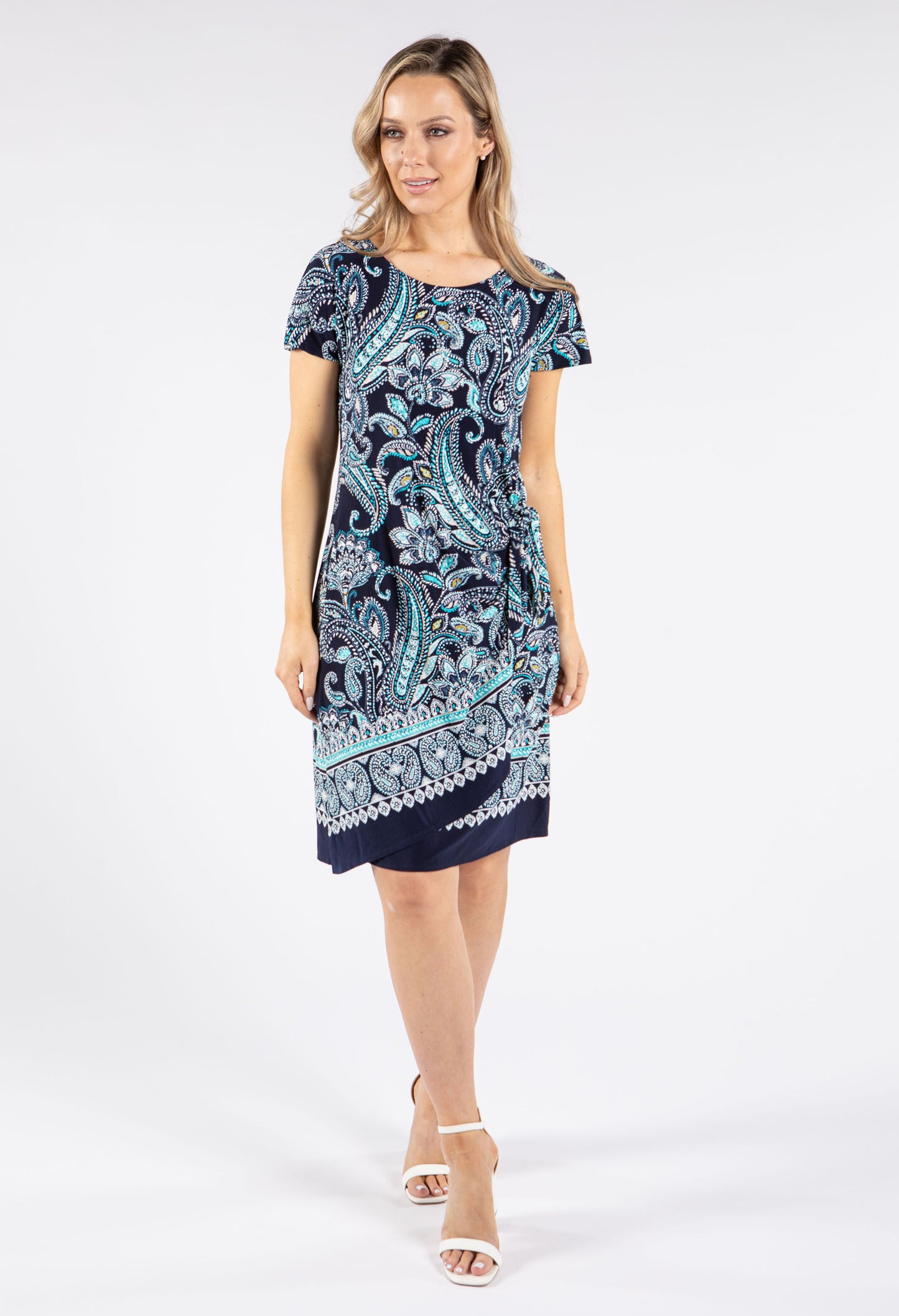 Tie Waist Abstract Print Dress