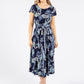 Belted Front Abstract Print Midi Dress