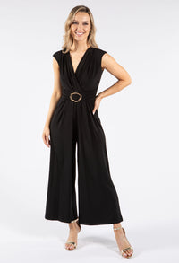 Gold Buckle Detail V Neck Jumpsuit