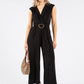 Gold Buckle Detail V Neck Jumpsuit