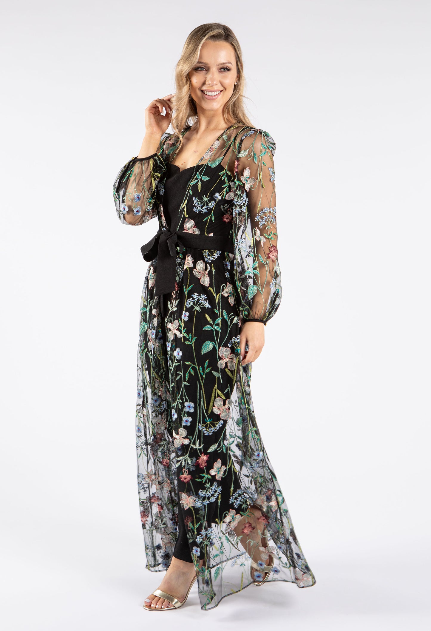 Floral Embroidered Overlay Jumpsuit