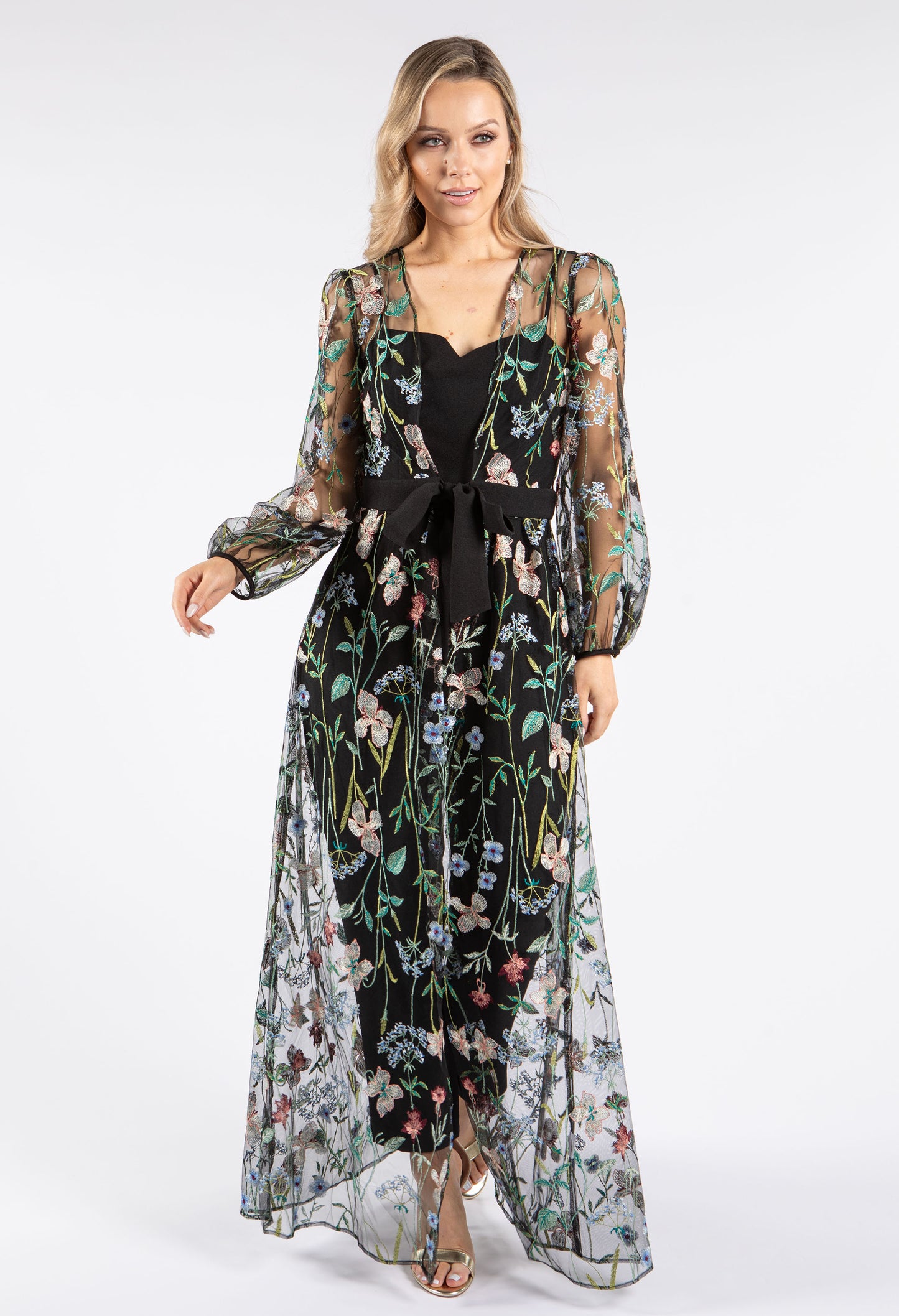 Floral Embroidered Overlay Jumpsuit