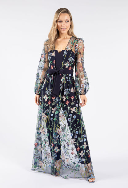 Floral Embroidered Overlay Jumpsuit