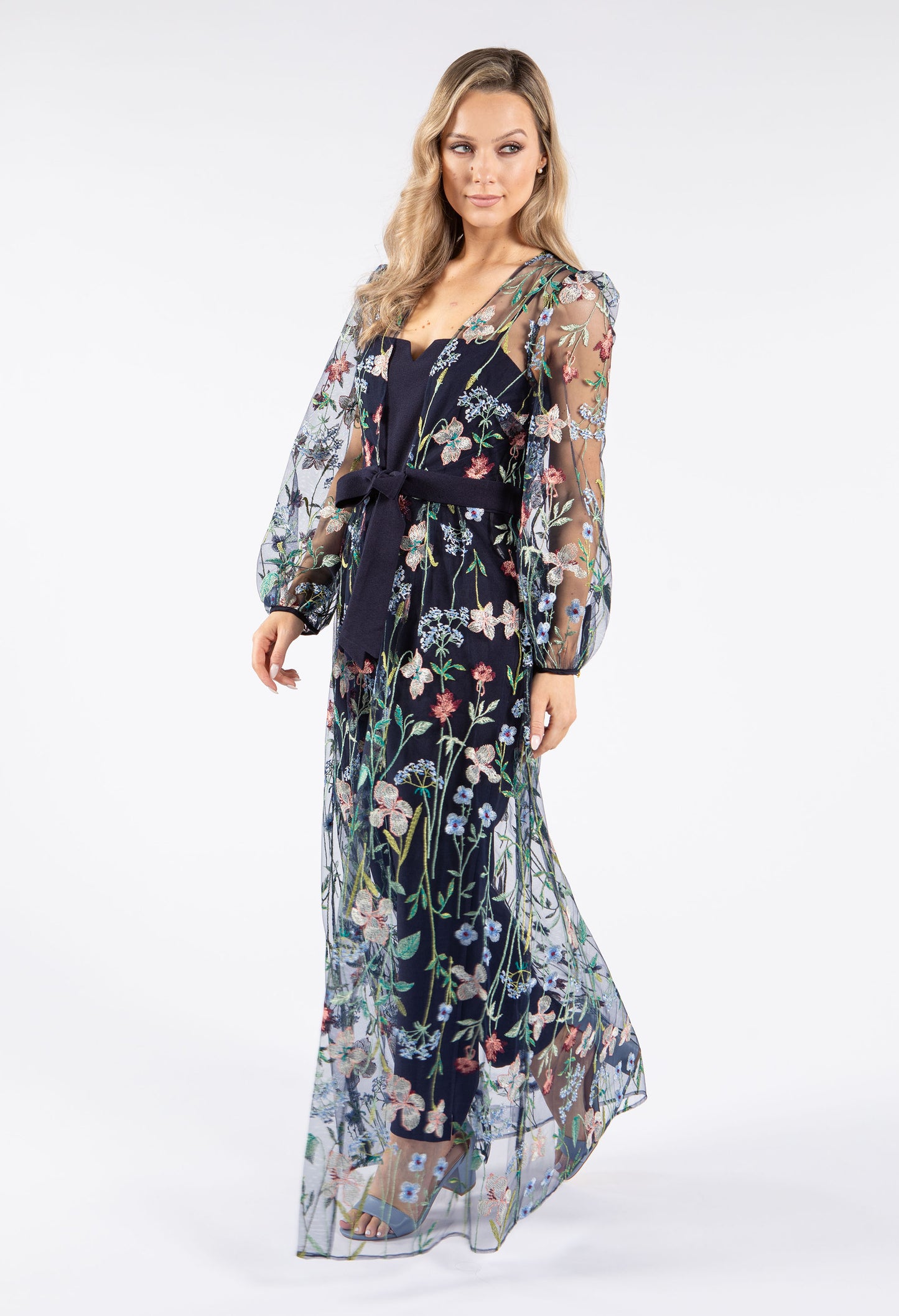 Floral Embroidered Overlay Jumpsuit