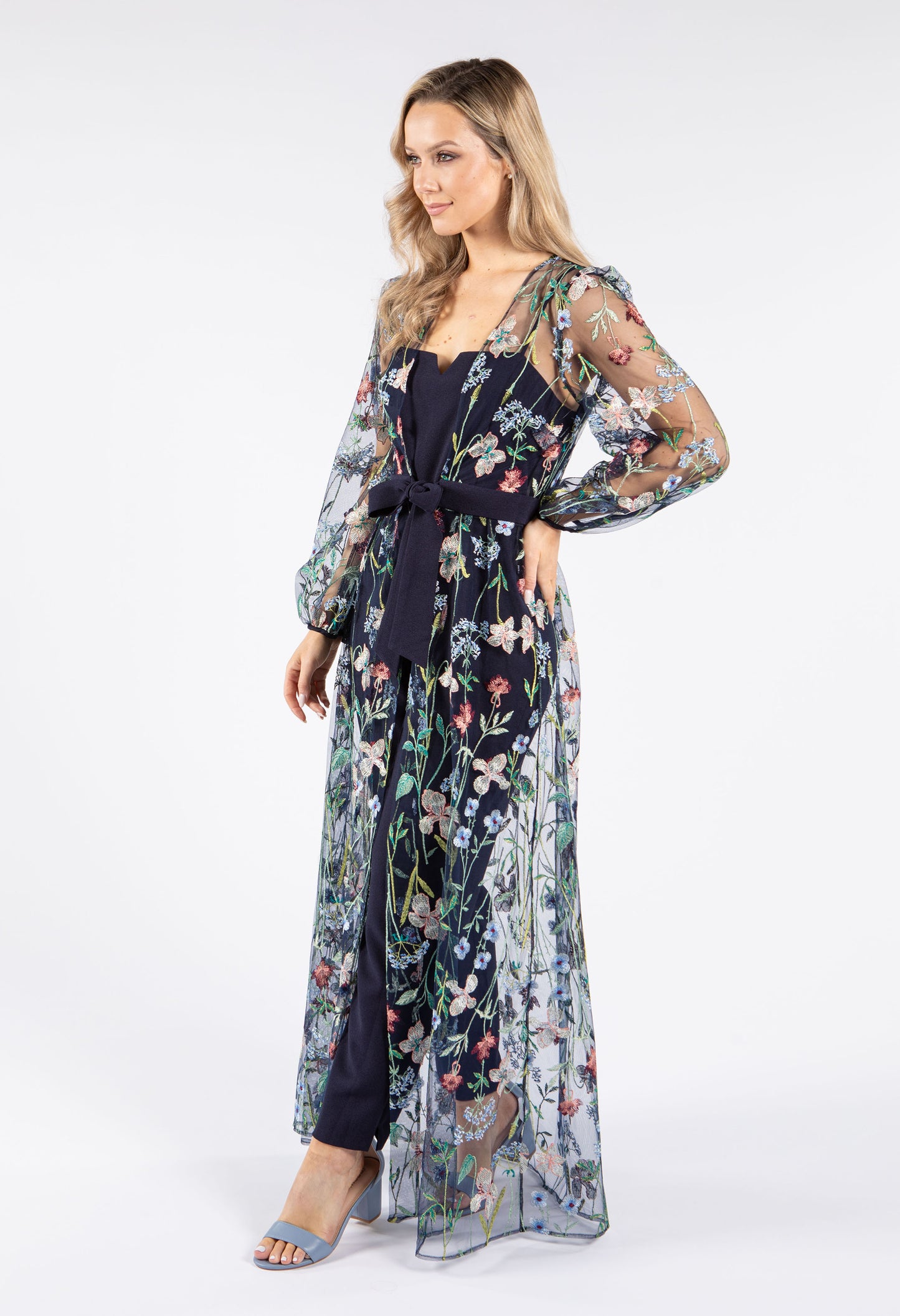 Floral Embroidered Overlay Jumpsuit