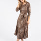 Mini Leopard Print Tie Waist Round Neckline Dress