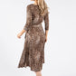 Mini Leopard Print Tie Waist Round Neckline Dress