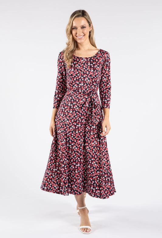 Floral Print Tie Waist Dress