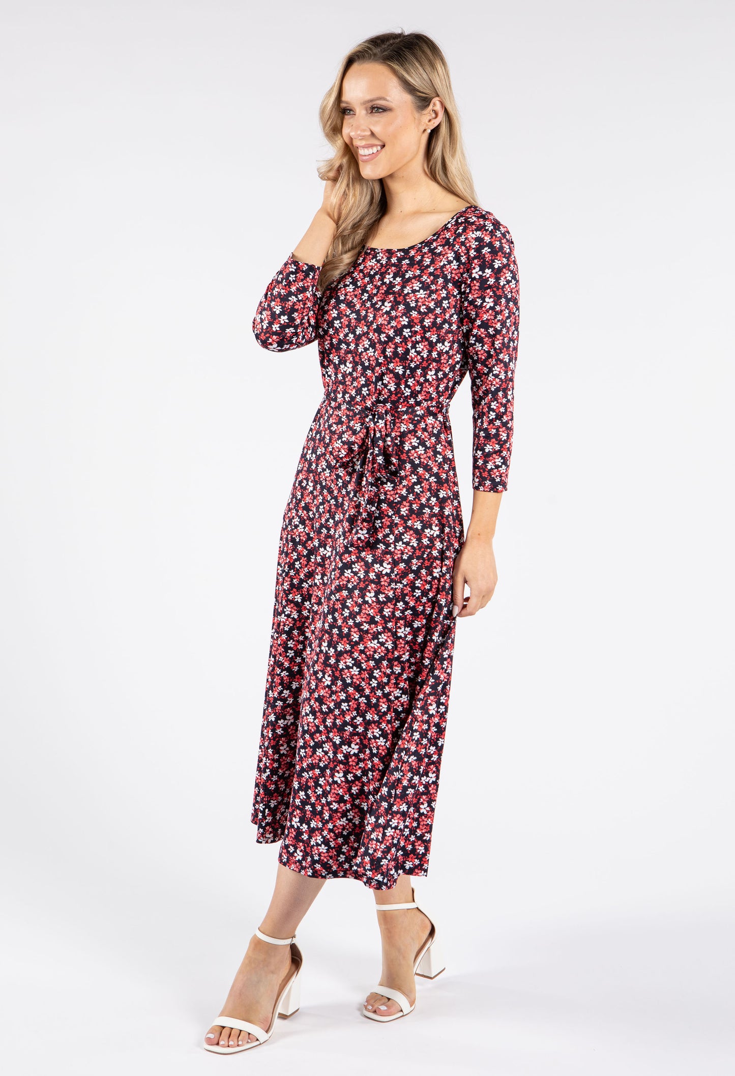 Floral Print Tie Waist Dress