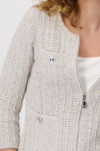 Silver Buttons Detail Zip Up Jacket