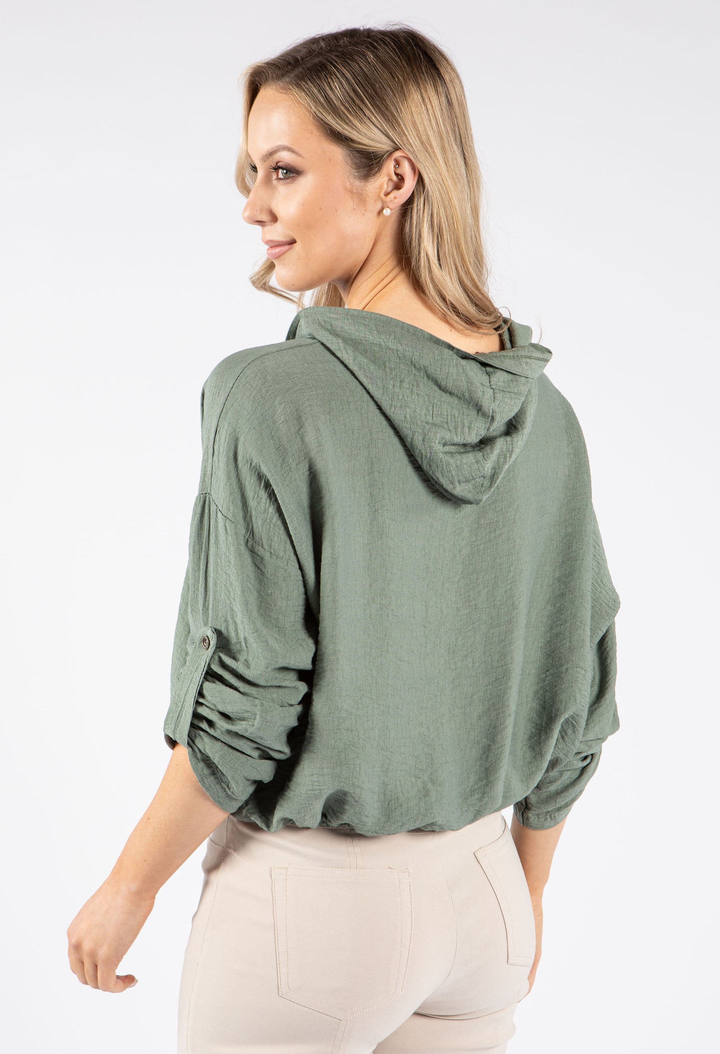 Hooded Buttoned Blouse