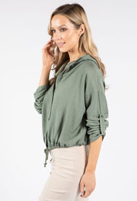 Hooded Buttoned Blouse