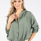 Hooded Buttoned Blouse