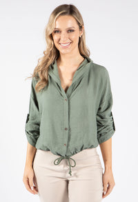 Hooded Buttoned Blouse