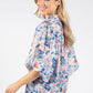 Abstract Print Balloon Sleeve Blouse