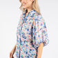 Abstract Print Balloon Sleeve Blouse