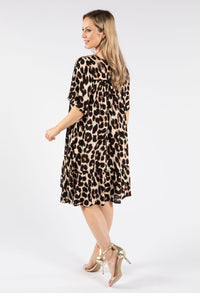 Leopard Tie Neck Dress