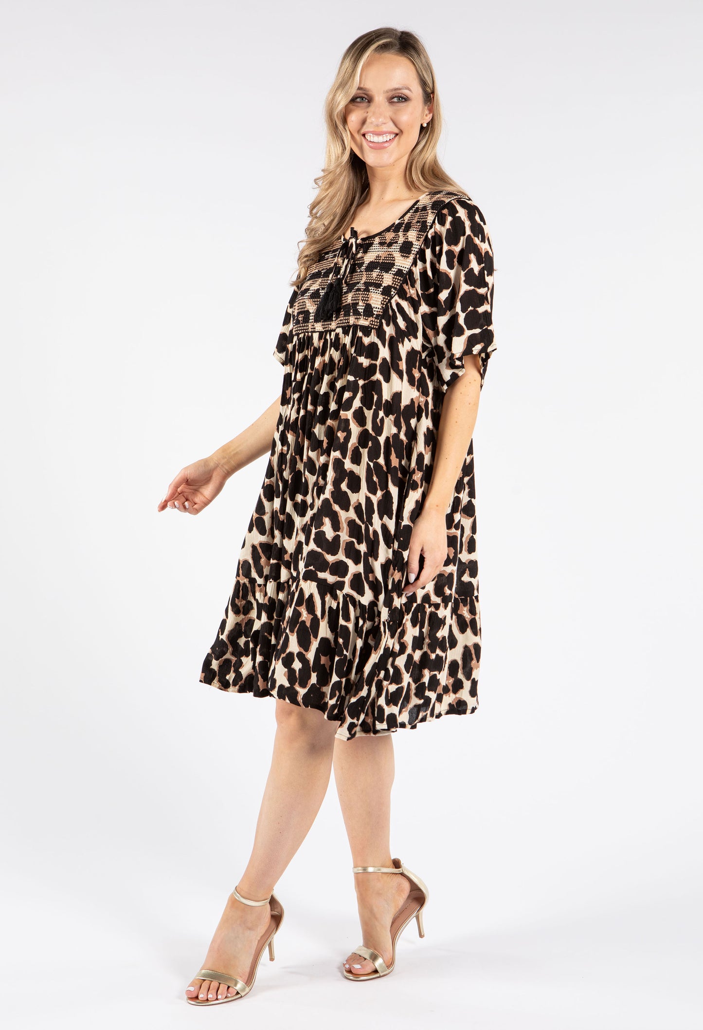 Leopard Tie Neck Dress