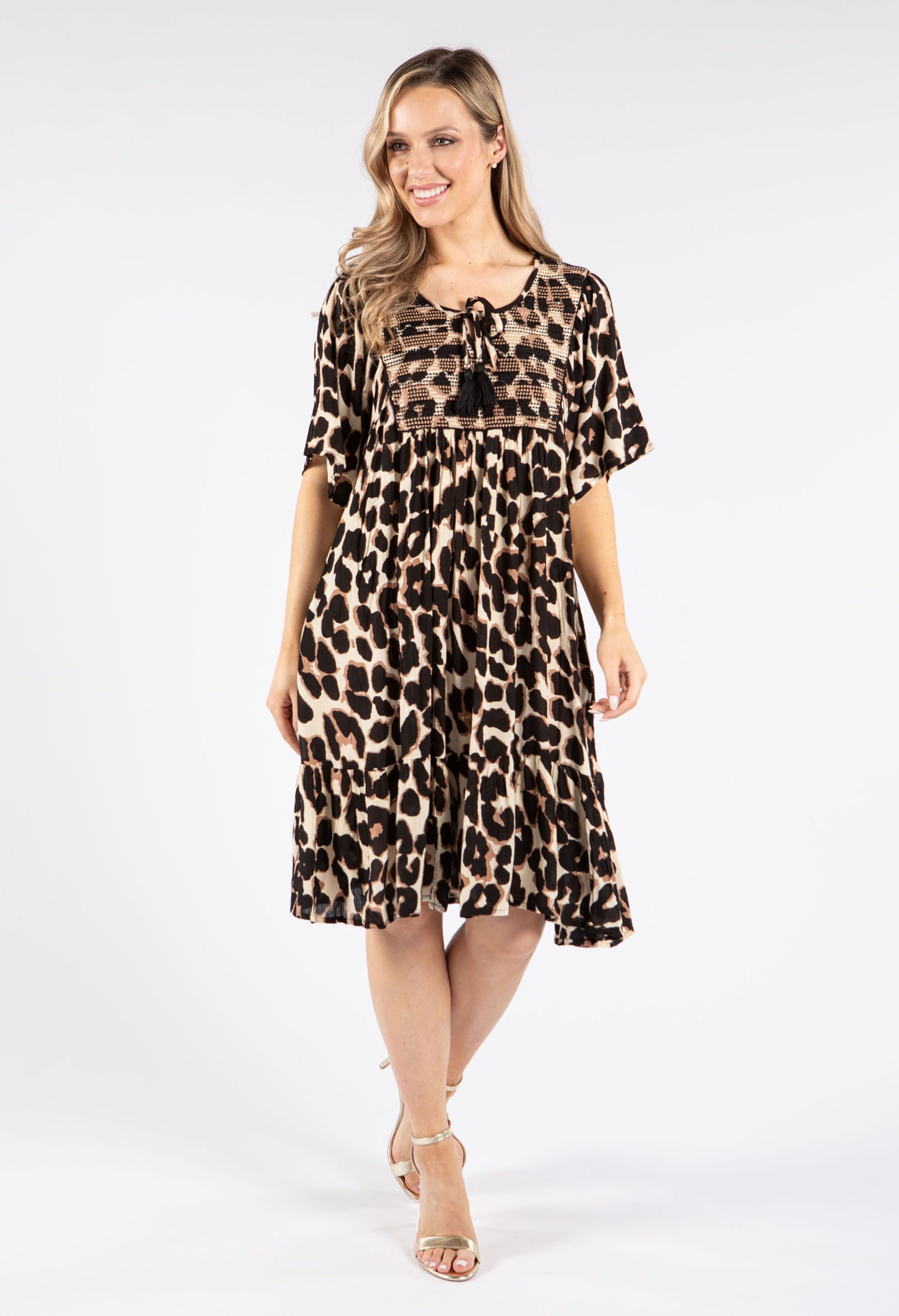 Leopard Tie Neck Dress