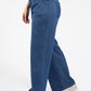 Drawstring Waist Wide Leg Denim Trousers