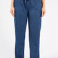 Drawstring Waist Wide Leg Denim Trousers