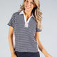 Striped V Neck Polo Top