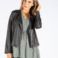 Frill Detail Vintage Leather Jacket