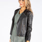 Frill Detail Vintage Leather Jacket