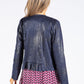 Frill Detail Vintage Leather Jacket