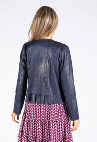 Frill Detail Vintage Leather Jacket