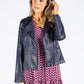 Frill Detail Vintage Leather Jacket