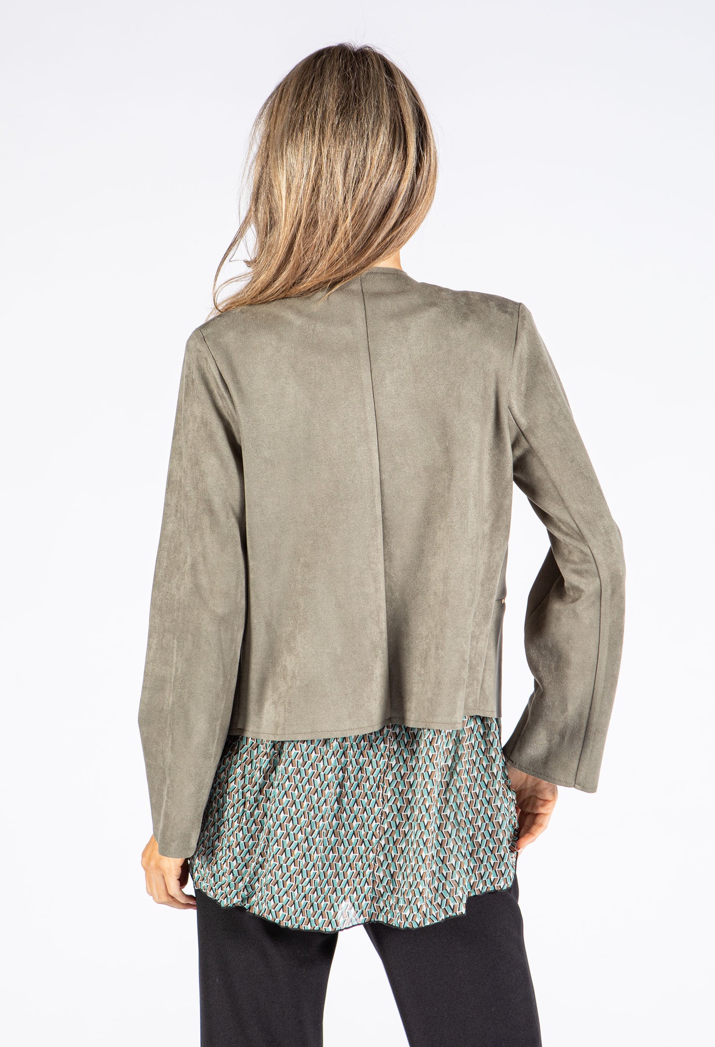 Faux Suede Zip Up Jacket