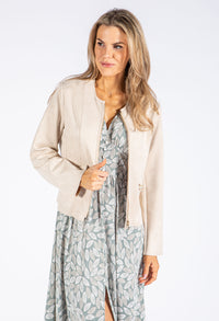 Faux Suede Zip Up Jacket