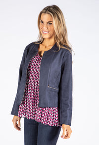 Faux Suede Zip Up Jacket