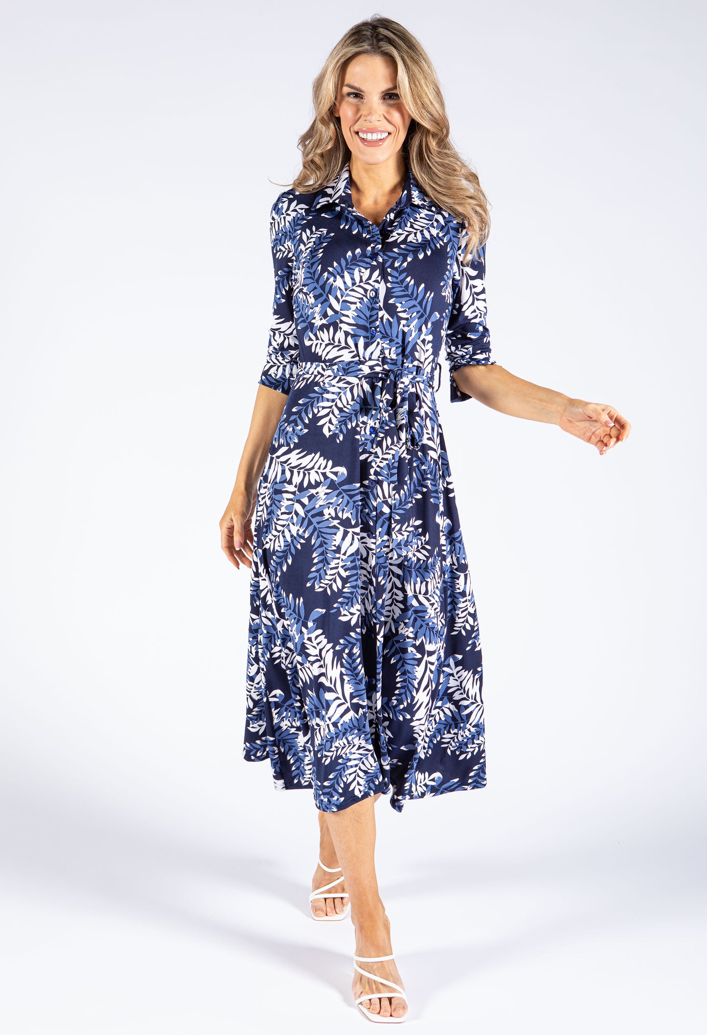 Leaf Print Shirt Dress