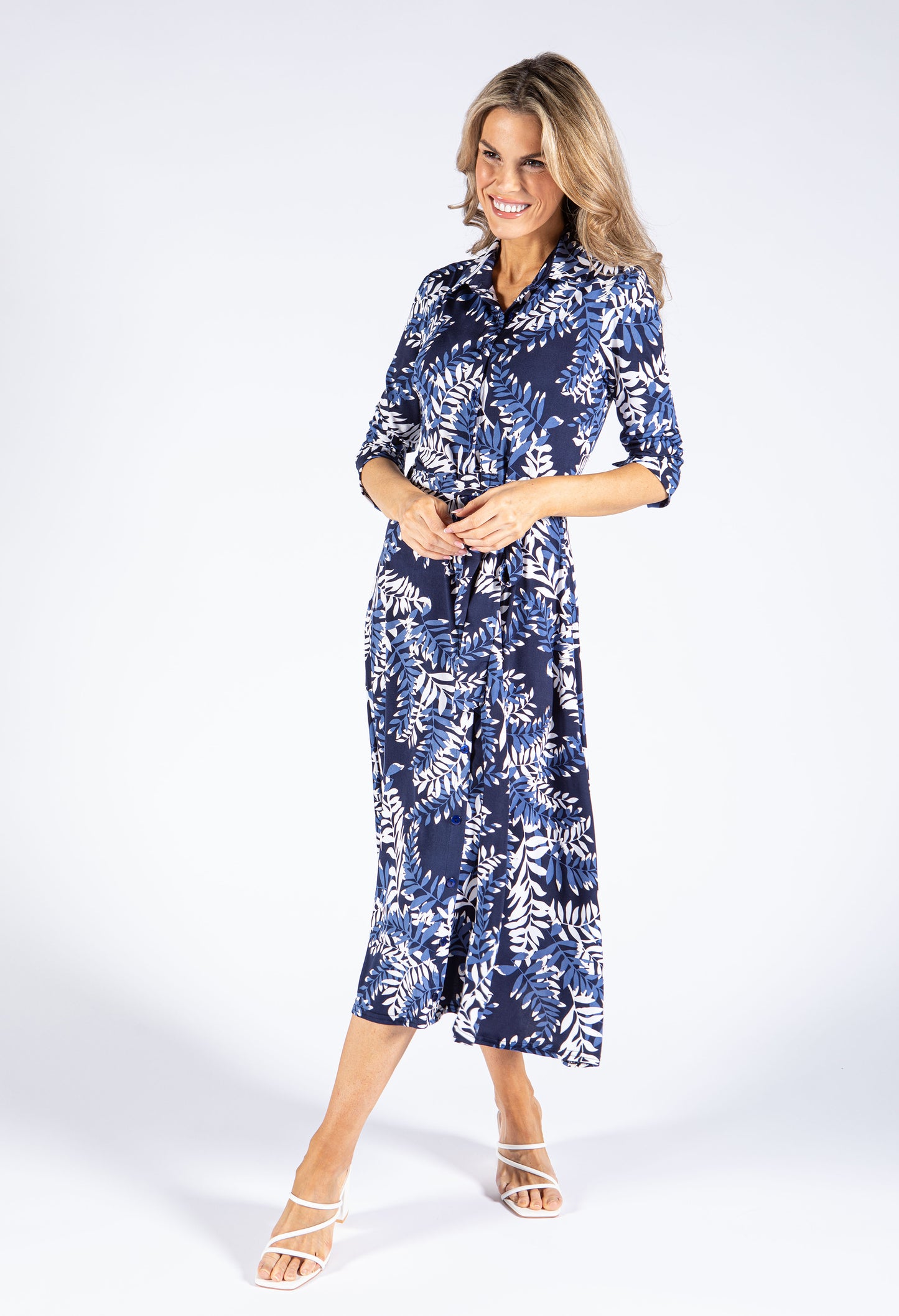 Leaf Print Shirt Dress