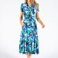 Leaf Print Wrap Bodice Dress