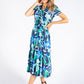 Leaf Print Wrap Bodice Dress