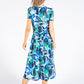 Leaf Print Wrap Bodice Dress