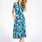 Leaf Print Wrap Bodice Dress