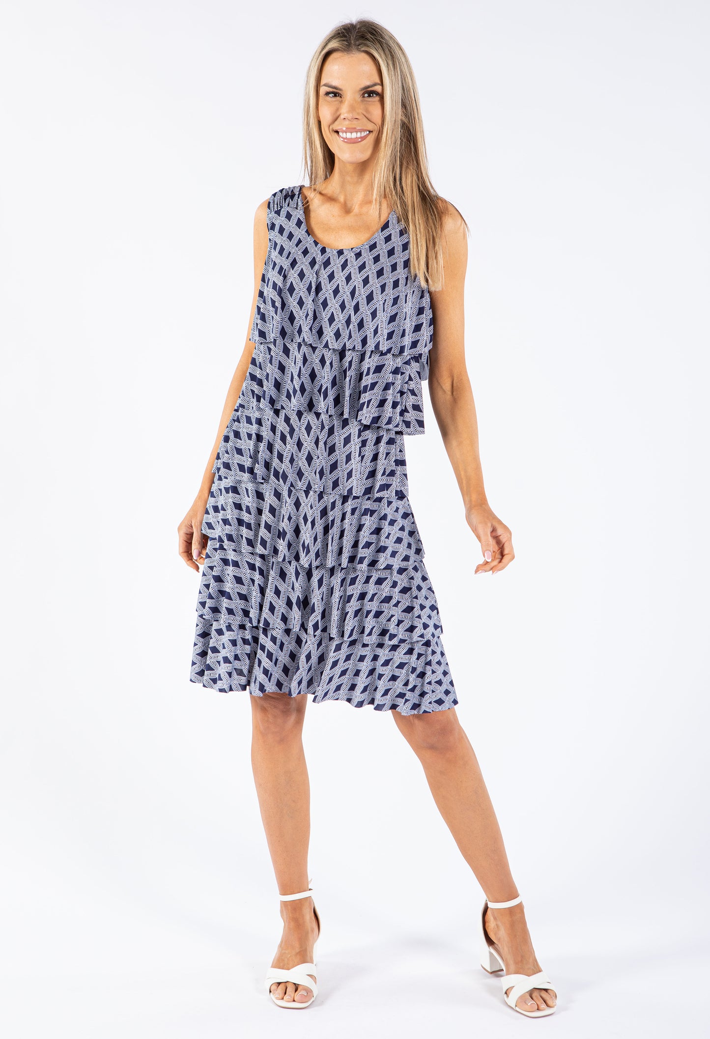 Chain Print Tiered Dress