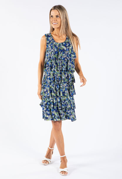 Sleeveless Tiered Printed Dress