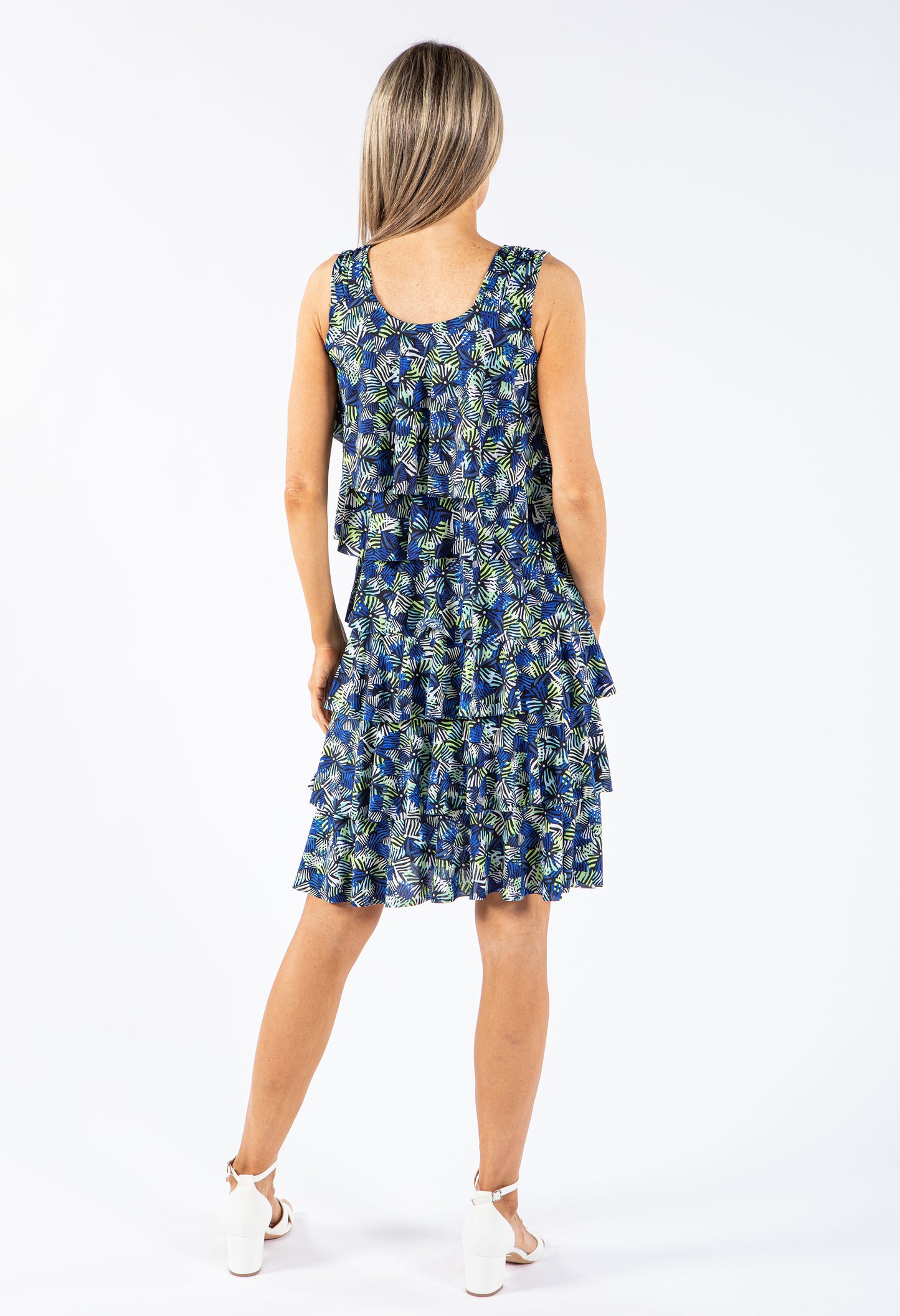 Sleeveless Tiered Printed Dress