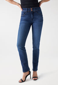 SECRET PUSH IN SLIM JEANS WITH RINSED EFFECT