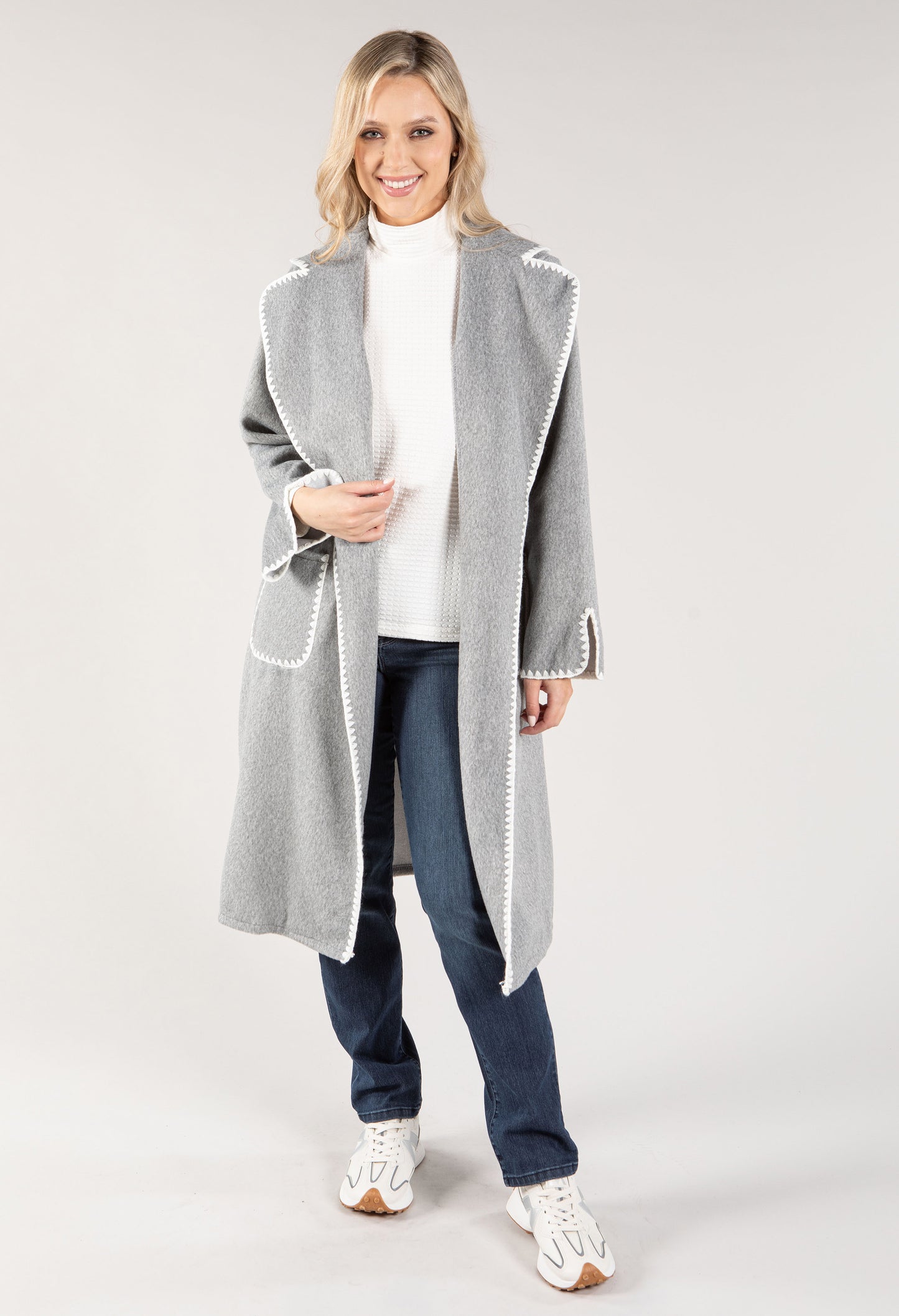 Saddle Stitch Belted Coat