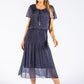 Tie Neck Polka Dot Plisse Dress