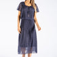 Tie Neck Polka Dot Plisse Dress